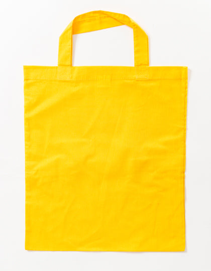 Cotton Bag Colored Short Handles in Yellow (ca. Pantone 115U-HKS 04), Größe approx. 38 x 42 cm