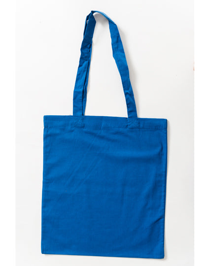 Cotton Bag Colored Long Handles in Blue (ca. Pantone 2935U-HKS 43-44), Größe approx. 38 x 42 cm