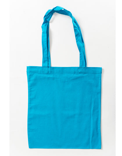 Cotton Bag Colored Long Handles in Light Blue (ca. Pantone 306U-HKS 47), Größe approx. 38 x 42 cm