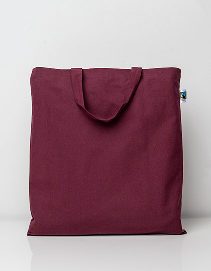Fairtrade Cotton Bag Short Handles in Burgundy (ca. Pantone 209 C), Größe approx. 38 x 42 cm