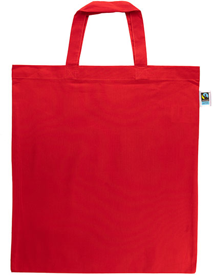Fairtrade Cotton Bag Short Handles in Red (ca. Pantone 200C), Größe approx. 38 x 42 cm