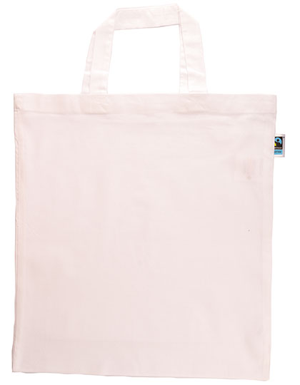 Fairtrade Cotton Bag Short Handles in White, Größe approx. 38 x 42 cm