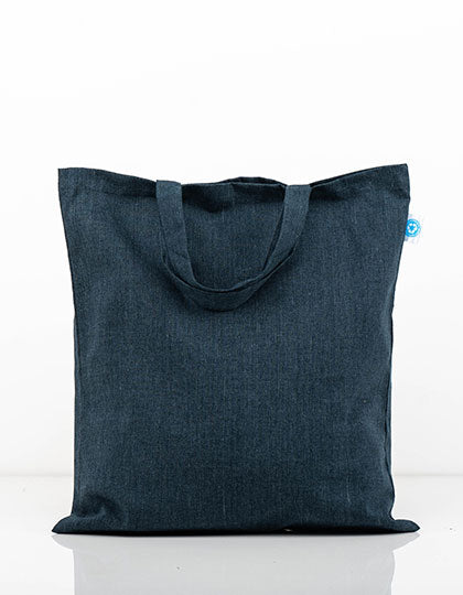 Recycled Cotton Bag Short Handles in Navy (ca. Pantone 532C), Größe approx. 38 x 42 cm