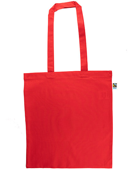 Fairtrade Cotton Bag Long Handles in Red (ca. Pantone 200C), Größe approx. 38 x 42 cm