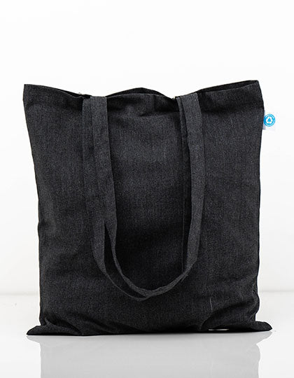 Recycled Cotton Bag Long Handles in Black, Größe approx. 38 x 42 cm