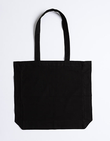 Cotton Bag Side Fold Long Handles in Black, Größe 38 x 42 x 10 cm