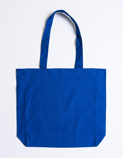 Cotton Bag Side Fold Long Handles in Blue (ca. Pantone 2935U-HKS 43-44), Größe 38 x 42 x 10 cm
