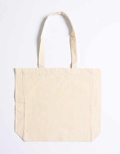 Cotton Bag Side Fold Long Handles in Natural, Größe 38 x 42 x 10 cm