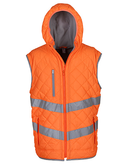 Hi-Vis Kensington Hooded Gilet in Hi-Vis Orange, Größe 3XL