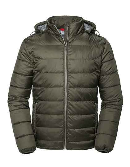 Men´s Hooded Nano Jacket in Dark Olive, Größe 4XL