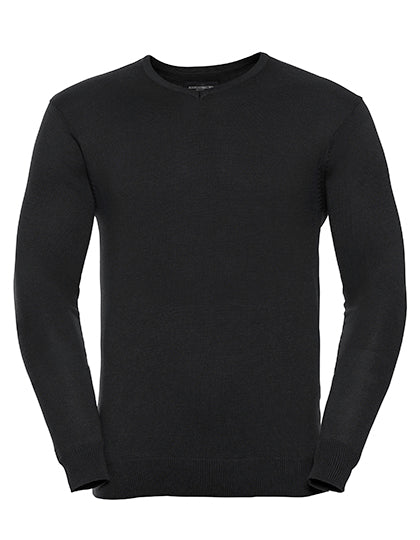 Men´s V-Neck Knitted Pullover in Black, Größe 4XL