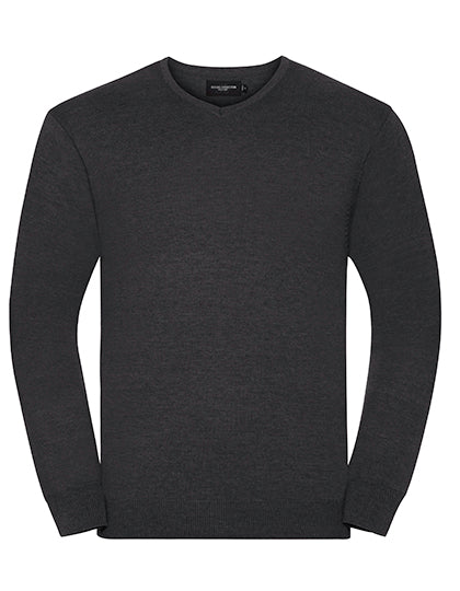 Men´s V-Neck Knitted Pullover in Charcoal Marl, Größe 4XL