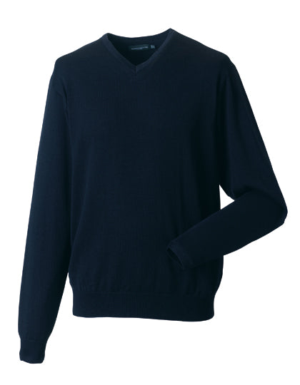 Men´s V-Neck Knitted Pullover in French Navy, Größe 4XL