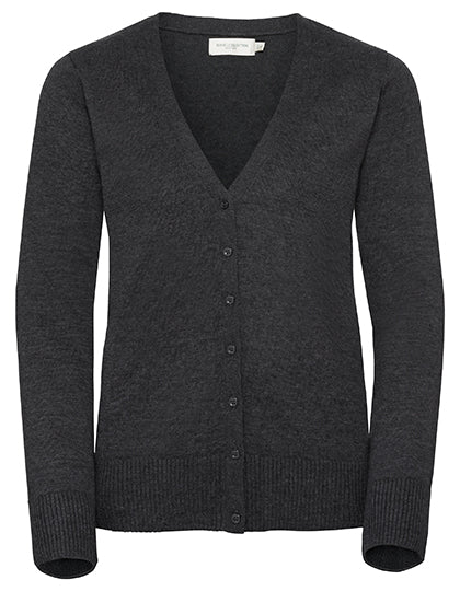 Ladies´ V-Neck Knitted Cardigan in Charcoal Marl, Größe 4XL