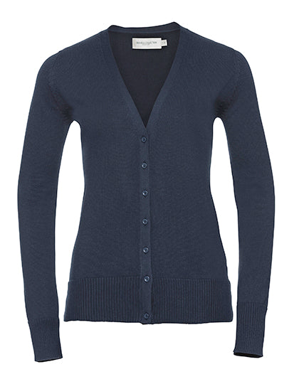 Ladies´ V-Neck Knitted Cardigan in French Navy, Größe 4XL