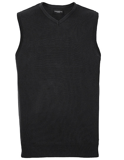 Men's V-Neck Sleeveless Knitted Pullover in Black, Größe 4XL