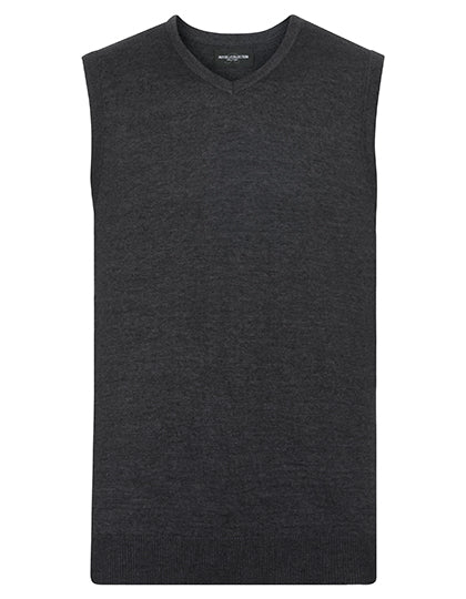 Men's V-Neck Sleeveless Knitted Pullover in Charcoal Marl, Größe 4XL