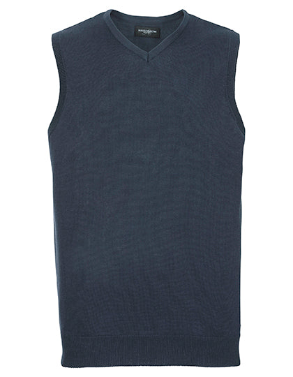Men's V-Neck Sleeveless Knitted Pullover in French Navy, Größe 4XL