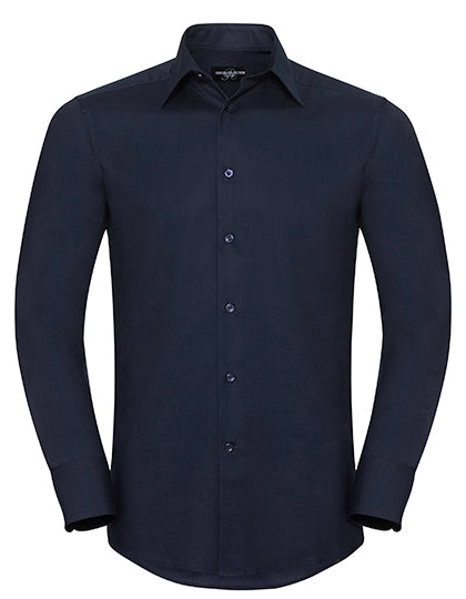 Men´s L/S Easy Care Tailored Oxford Shirt in Bright Navy, Größe 4XL (49/50)