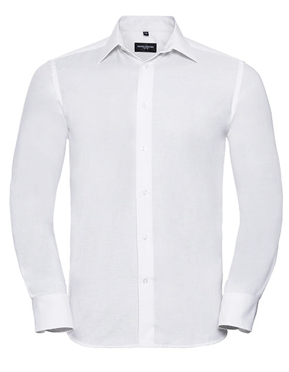 Men´s L/S Easy Care Tailored Oxford Shirt in White, Größe 4XL (49/50)