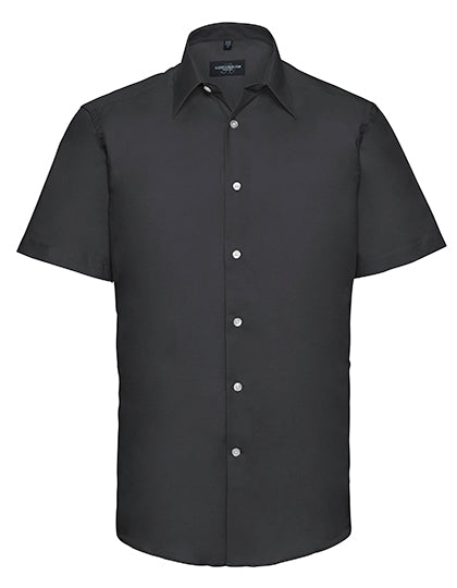 Men´s Short Sleeve Easy Care Tailored Oxford Shirt in Black, Größe 4XL (49/50)