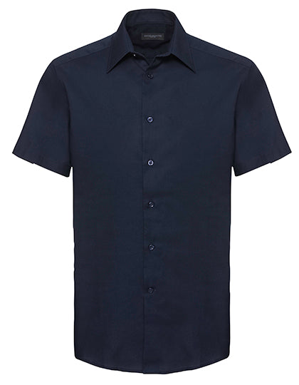 Men´s Short Sleeve Easy Care Tailored Oxford Shirt in Bright Navy, Größe 4XL (49/50)