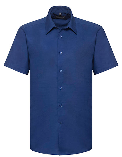 Men´s Short Sleeve Easy Care Tailored Oxford Shirt in Bright Royal, Größe 4XL (49/50)