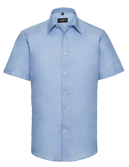Men´s Short Sleeve Easy Care Tailored Oxford Shirt in Oxford Blue, Größe 4XL (49/50)