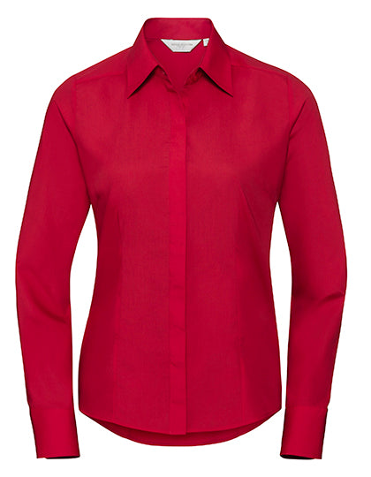 Ladies' Long Sleeve Fitted Polycotton Poplin Shirt