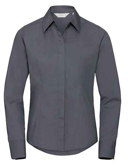 Ladies' Long Sleeve Fitted Polycotton Poplin Shirt