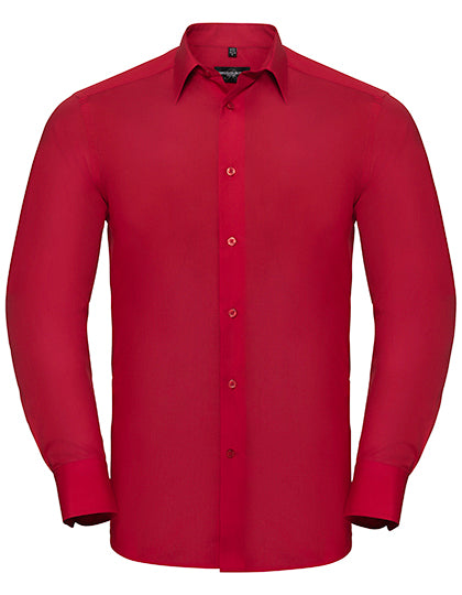 Men´s L/S Poly-Cotton Easy Care Tailored Poplin Shirt in Classic Red, Größe 4XL (49/50)