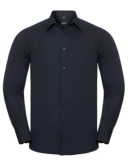 Men´s L/S Poly-Cotton Easy Care Tailored Poplin Shirt in French Navy, Größe 4XL (49/50)