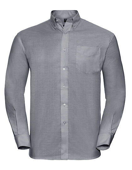 Men´s L/S Easy Care Oxford Shirt in Silver, Größe 6XL (53/54)