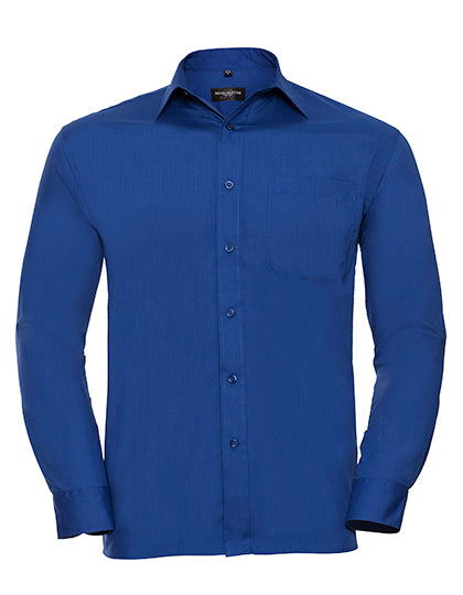 Men´s L/S Poly-Cotton Easy Care Poplin Shirt in Bright Royal, Größe 4XL (49/50)