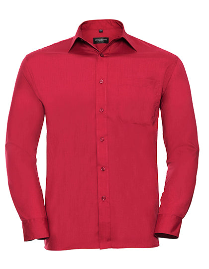 Men´s L/S Poly-Cotton Easy Care Poplin Shirt in Classic Red, Größe 4XL (49/50)