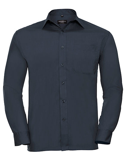 Men´s L/S Poly-Cotton Easy Care Poplin Shirt in French Navy, Größe 4XL (49/50)