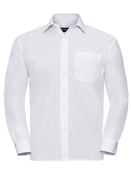 Men´s L/S Poly-Cotton Easy Care Poplin Shirt in White, Größe 4XL (49/50)