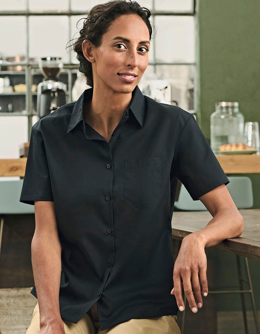 Ladies' Short Sleeve Classic Polycotton Poplin Shirt