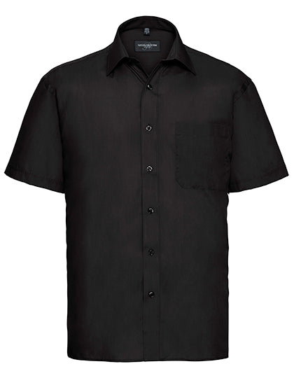 Men´s Short Sleeve Poly-Cotton Easy Care Poplin Shirt in Black, Größe 4XL (49/50)