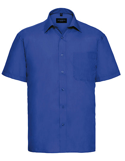 Men´s Short Sleeve Poly-Cotton Easy Care Poplin Shirt in Bright Royal, Größe 4XL (49/50)