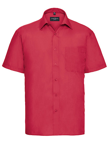 Men´s Short Sleeve Poly-Cotton Easy Care Poplin Shirt in Classic Red, Größe 4XL (49/50)