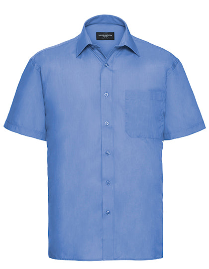 Men´s Short Sleeve Poly-Cotton Easy Care Poplin Shirt in Corporate Blue, Größe 4XL (49/50)