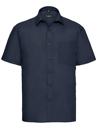 Men´s Short Sleeve Poly-Cotton Easy Care Poplin Shirt in French Navy, Größe 4XL (49/50)
