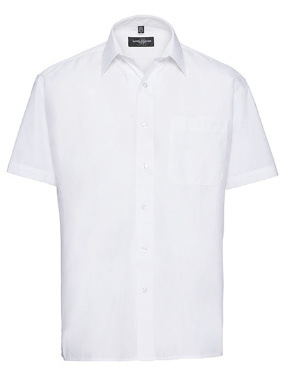 Men´s Short Sleeve Poly-Cotton Easy Care Poplin Shirt in White, Größe 4XL (49/50)