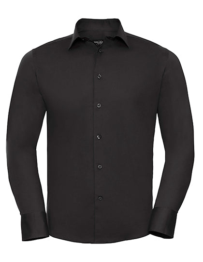 Men´s L/S Easy Care Fitted Shirt in Black, Größe 4XL (49/50)