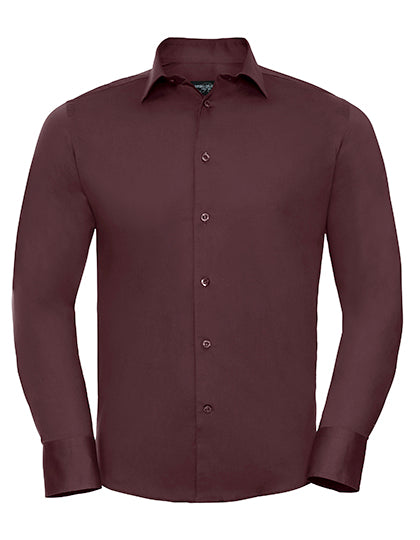 Men´s L/S Easy Care Fitted Shirt in Port, Größe 4XL (49/50)