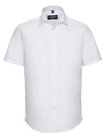 Men´s Short Sleeve Easy Care Fitted Shirt in White, Größe 4XL (49/50)