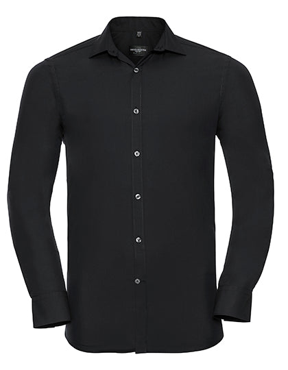 Men´s L/S Ultimate Stretch Shirt in Black, Größe 4XL (49/50)