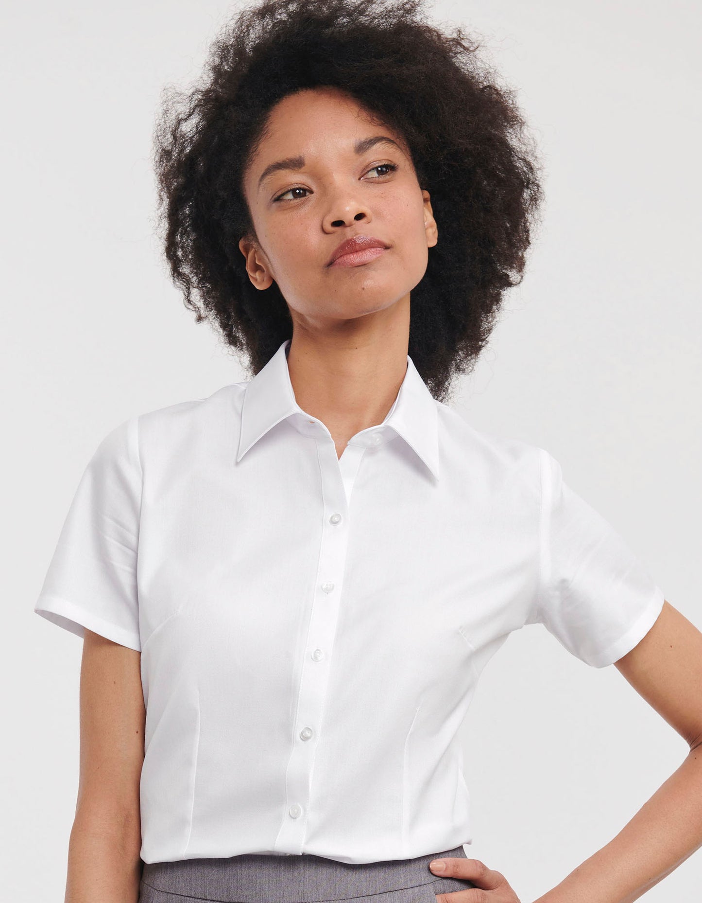 Ladies' Short Sleeve Tailored Herringbone Shirt