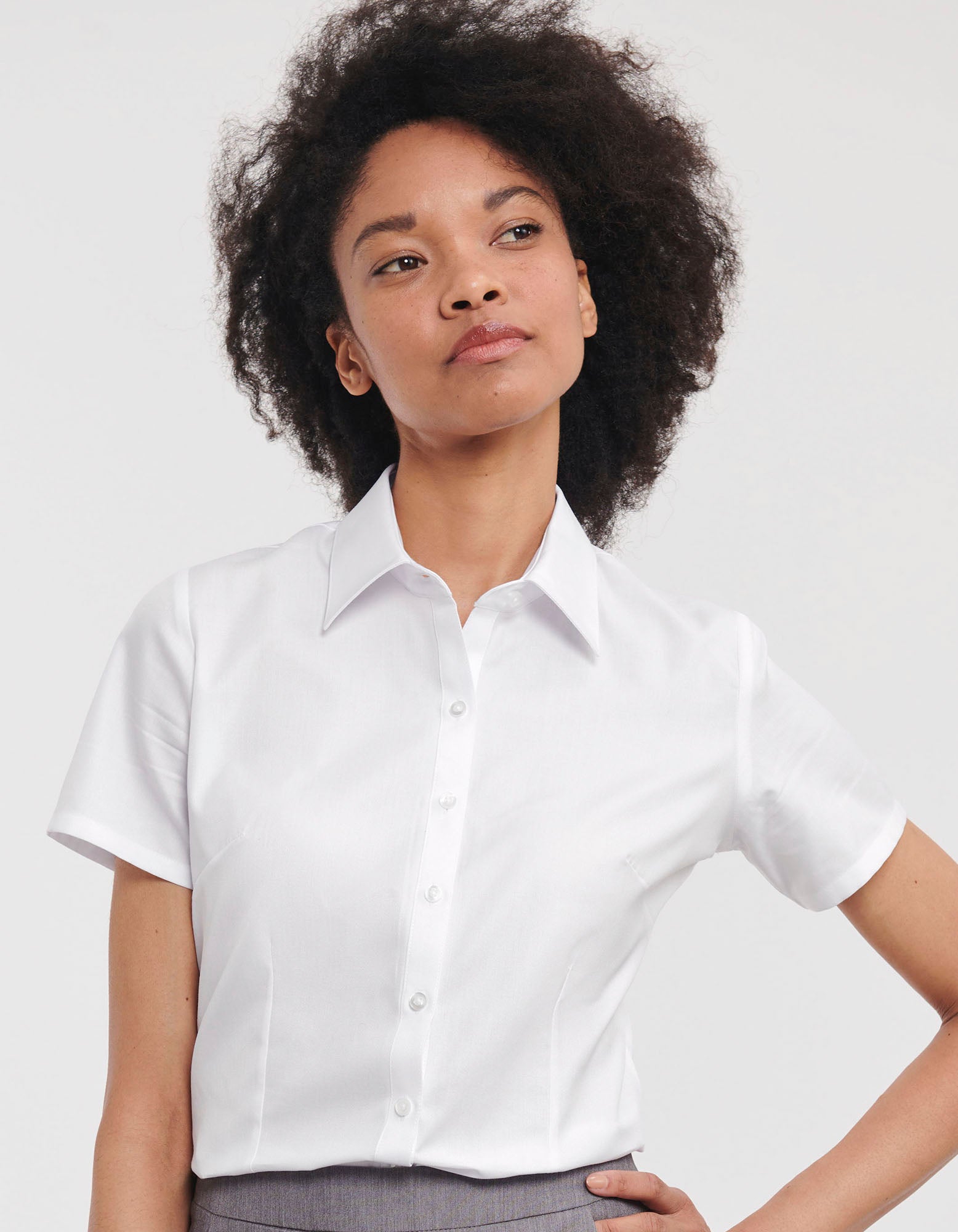 Ladies' Short Sleeve Tailored Herringbone Shirt